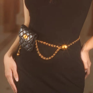 Elegant Leather Chain Belt Bag