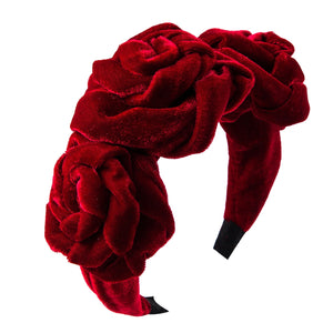 Big Rose Red Flower Velvet Headband