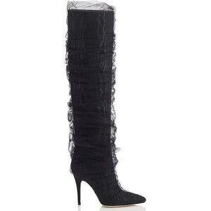 Clear PVC Knee High Sexy Boots