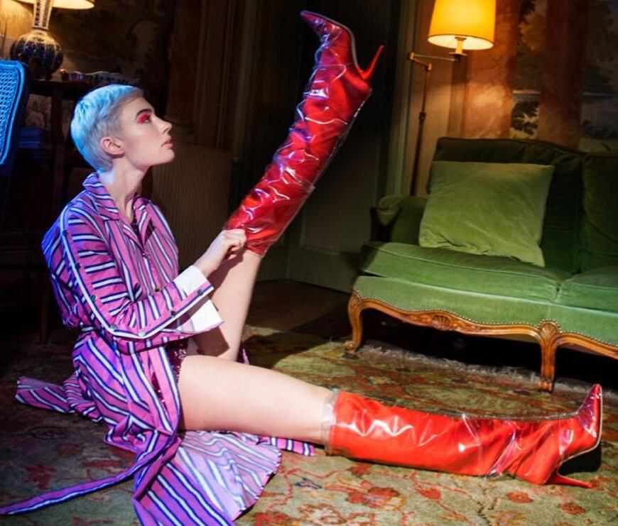 Clear PVC Knee High Sexy Boots