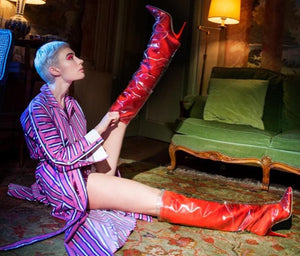 Clear PVC Knee High Sexy Boots