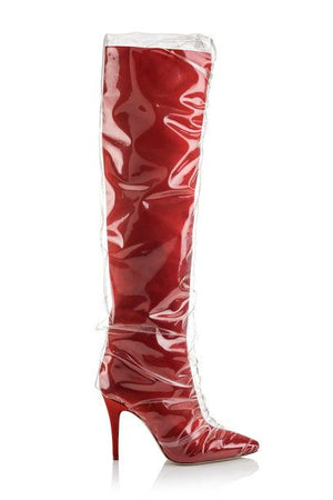 Clear PVC Knee High Sexy Boots