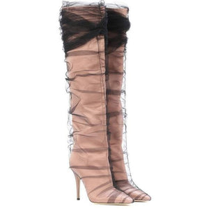 Clear PVC Knee High Sexy Boots