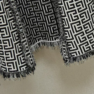 Designer Tassel Fringed Geometric Jacquard Tweed Jacket