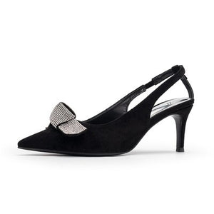 Crystal Bowknot Patent Leather Shoes
