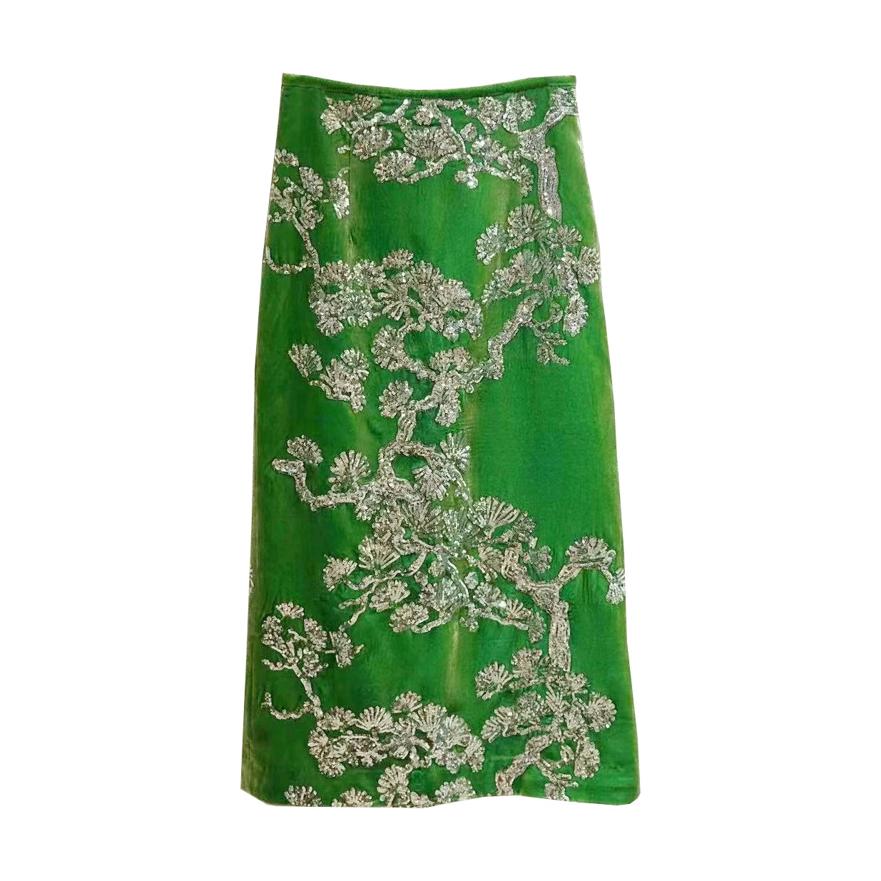 Green Heavy Industry Beads Embroidered Silk Velvet Outwear