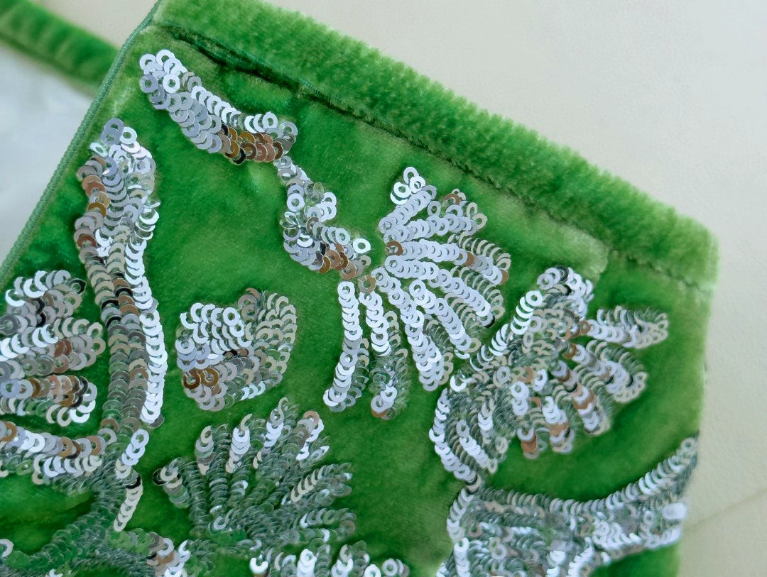 Green Heavy Industry Beads Embroidered Silk Velvet Outwear