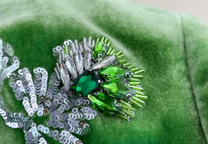 Green Heavy Industry Beads Embroidered Silk Velvet Outwear