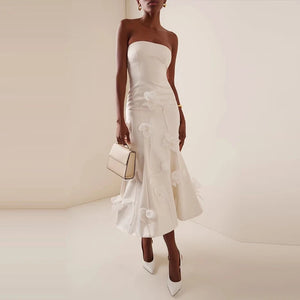 Strapless 3d Flower Mermaid Dress