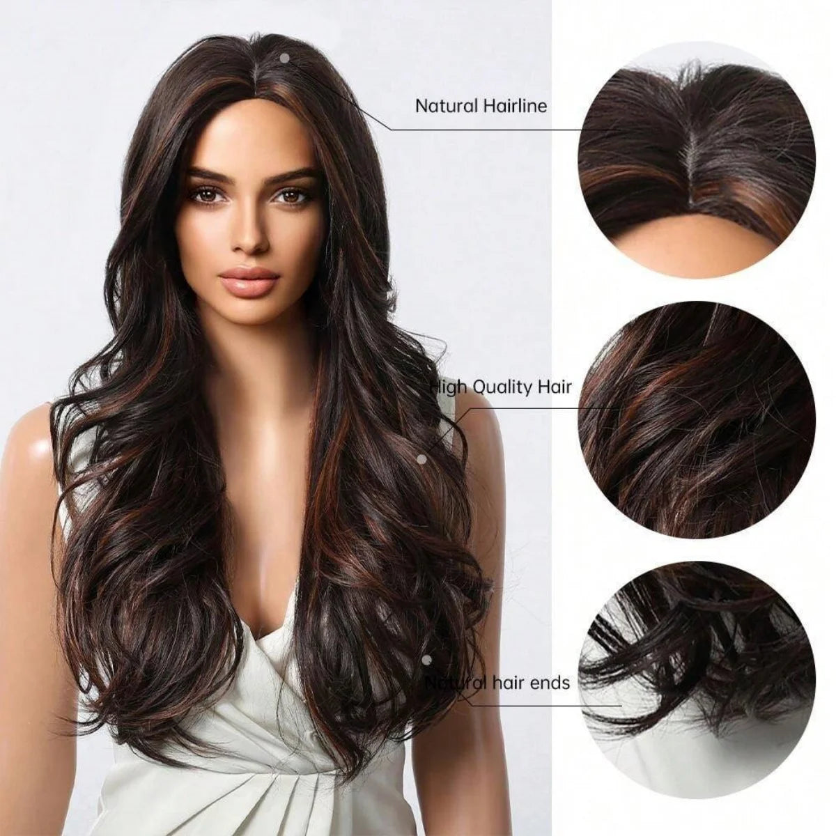 Long Curly Wavy Brown Wigs