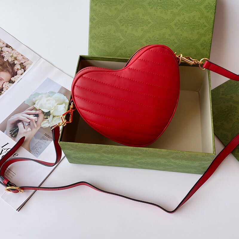 High Quality Leather Heart Shaped Crossbody Bag