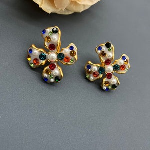 Rhinestone Crystal Multi-row Pearl Short Choker Necklace
