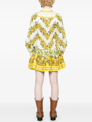 Vintage Floral Print Lapel Dress