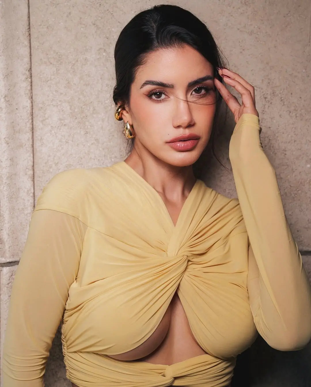 Sexy Hollow Out Long Sleeve Top + Pleated Skirt Sets