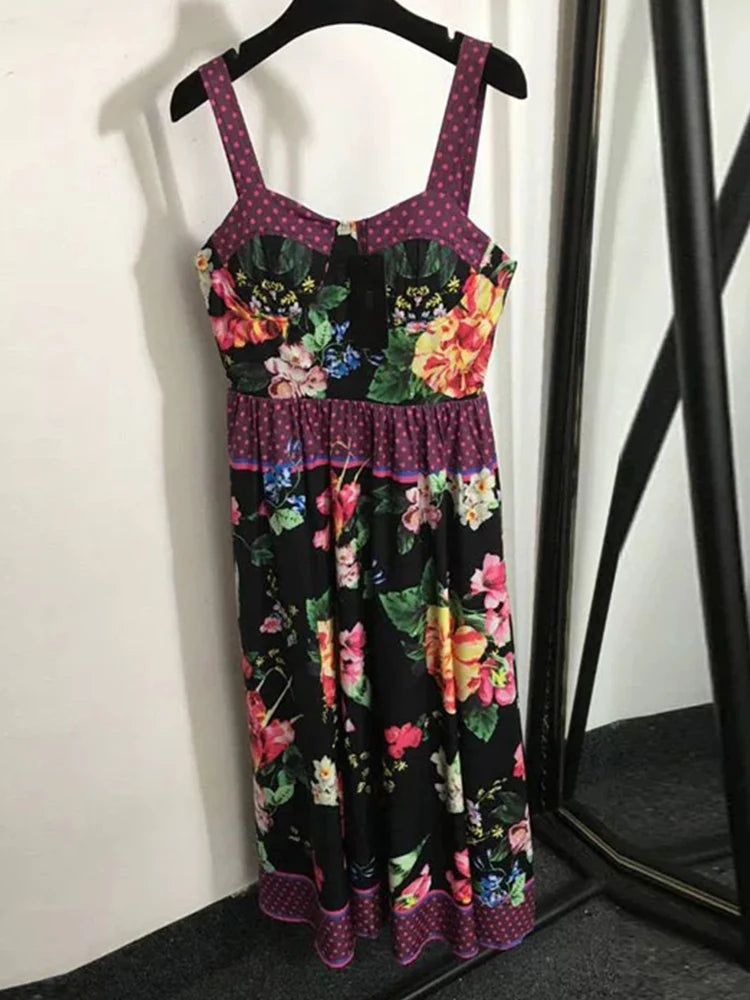 Fashion polka-dot Print Slim Tube Top Dress