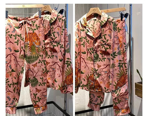 Jungle Imitation Silk Pajamas