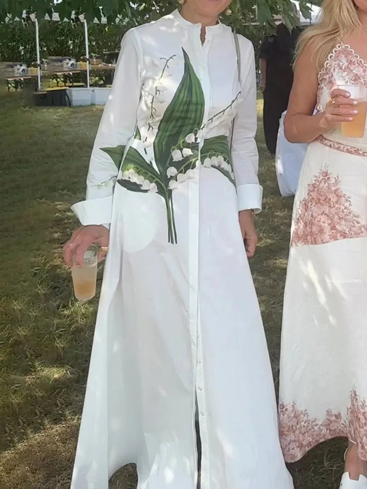 Floor Length A-line Shirt Dress
