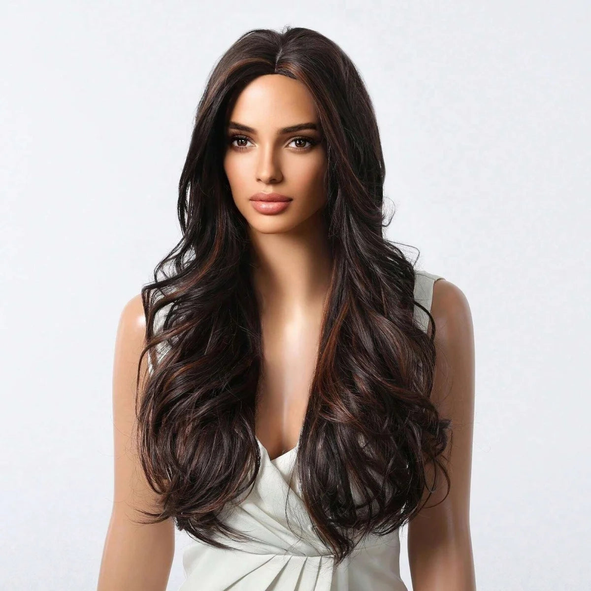 Long Curly Wavy Brown Wigs