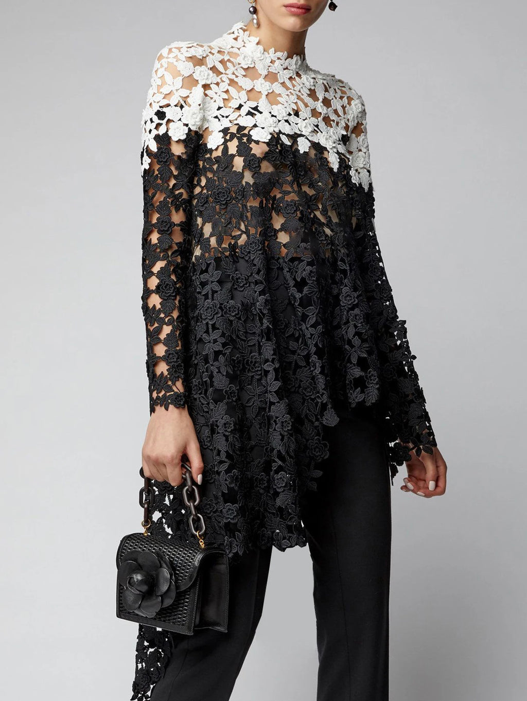 Asymmetrical Lace Hollow Out Shirt