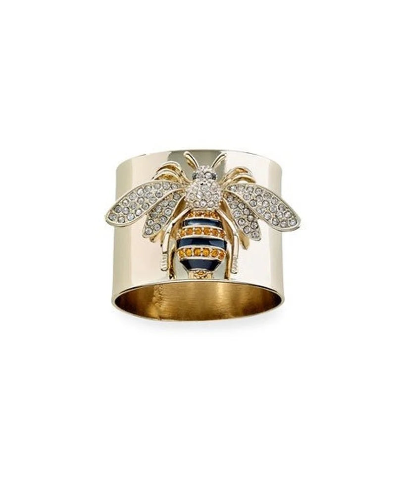 Exquisite Luxury Gold Colors Carved Bee Rings