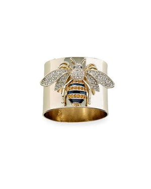Exquisite Luxury Gold Colors Carved Bee Rings