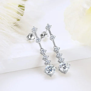 Moissanite Dangle Earrings D Color VVS1 Diamond 925 Sterling Silver