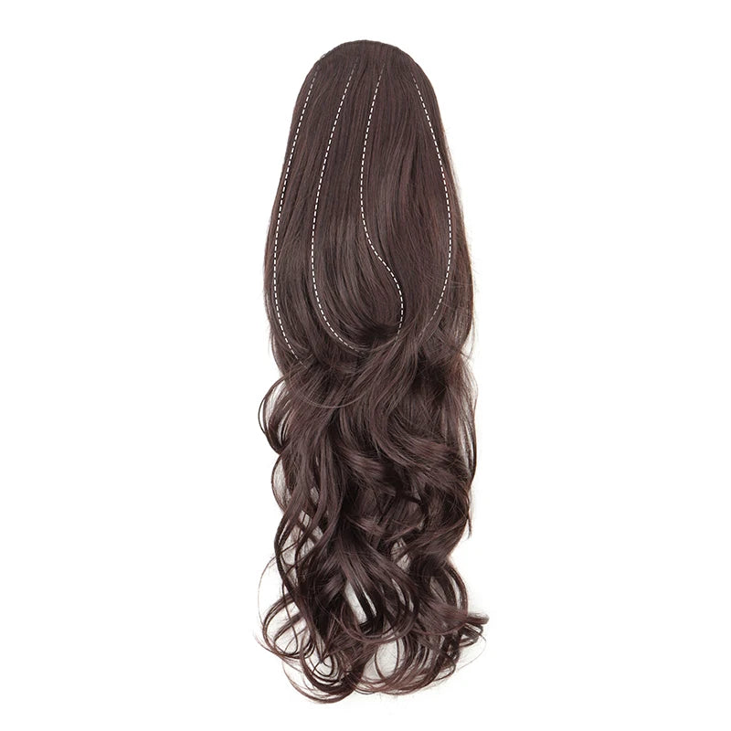 Synthetic 22Inch Long Wavy Curly Layered Ponytail Drawstring Clip