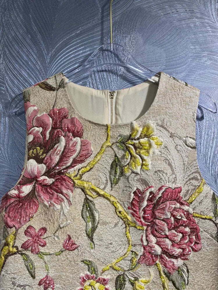 Beading Jacquard Vintage Dress