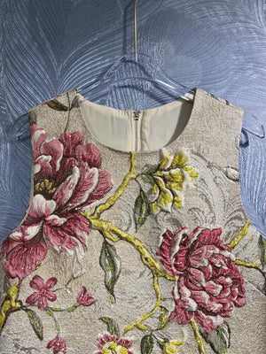 Beading Jacquard Vintage Dress