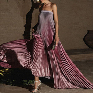 Elegant Floral Print Strapless Party Dress