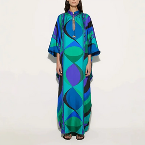 Early Autumn Pattern Printed Party Dress