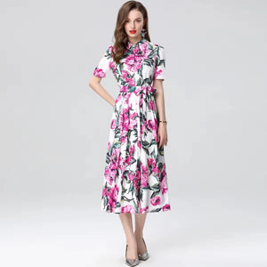 Runway Holiday Purple Floral Print Shirt Dress