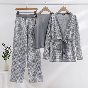 Panelled Knitwear+Wide Leg Pant+Camis