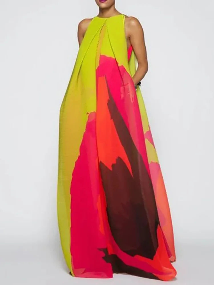 Multi-Colored Printed Evening Maxi Dresses