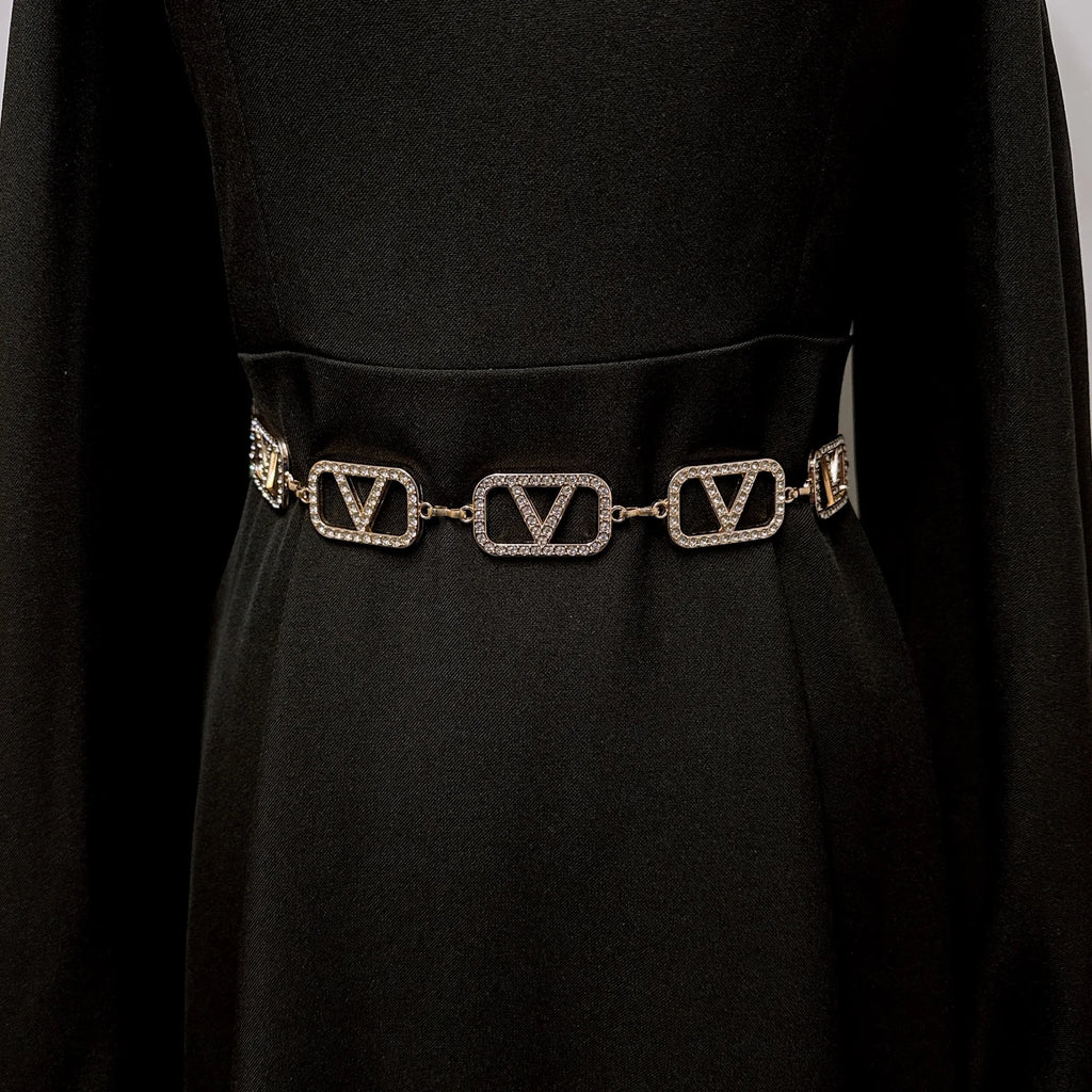 Design Adjustable Durable Retro Waist Chain Gold/Silver Carved Chain Belt