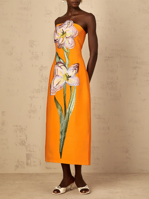 Hit Color Slimming Spliced 3D Flower Elegant Dresses
