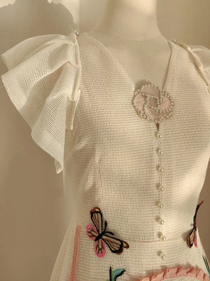 Exquisite Embroidery Luxury Beaded Vintage Dress