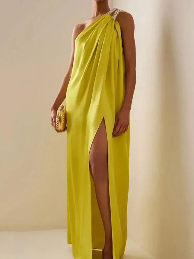 One-shoulder Sleeveless Maxi Dress