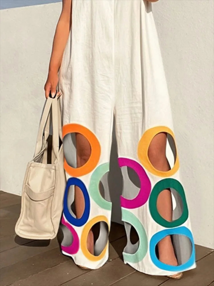 Rainbow Hollow Wide Leg Jumpsuits
