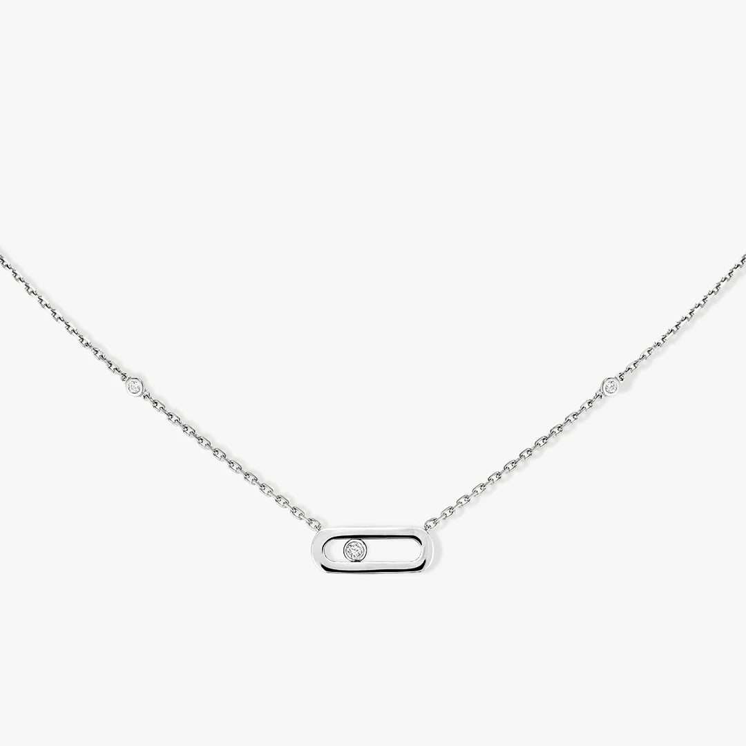 925 Sterling Silver Classic Mobile Three Diamond Necklace