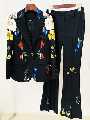One Button Blazer Pants Set Two Piece Set