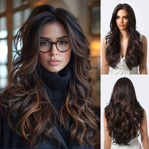 Long Curly Wavy Brown Wigs