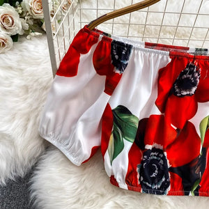 Runway Designer Floral Print Sexy 2 Piece
