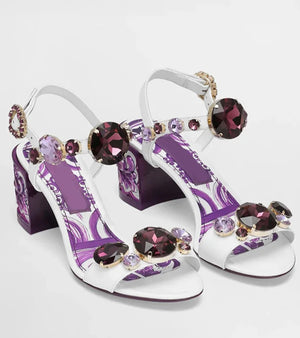 Bohemia Rhinestone Thick Heel Sandals