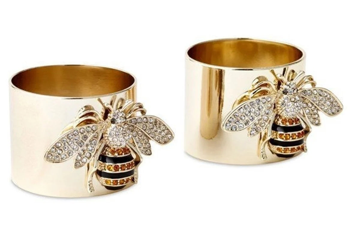 Exquisite Luxury Gold Colors Carved Bee Rings