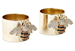 Exquisite Luxury Gold Colors Carved Bee Rings