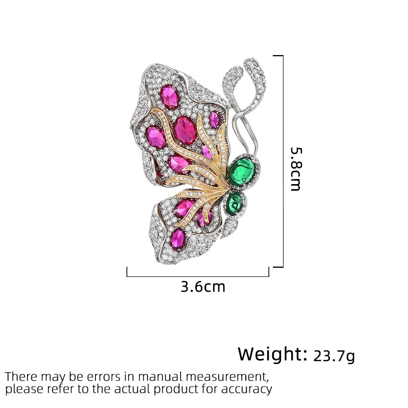 Light Luxury Design Elegant Inlaid Zircon Two-Color Butterfly Brooch