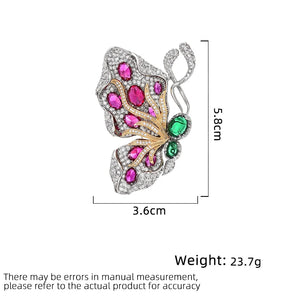 Light Luxury Design Elegant Inlaid Zircon Two-Color Butterfly Brooch