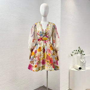 Trendy Multicolor Floral Diamonds Stretchable Dress