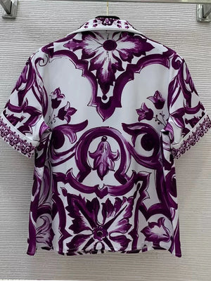 High-grade Purple Blue-and-White Porcelain Printed Two-piece